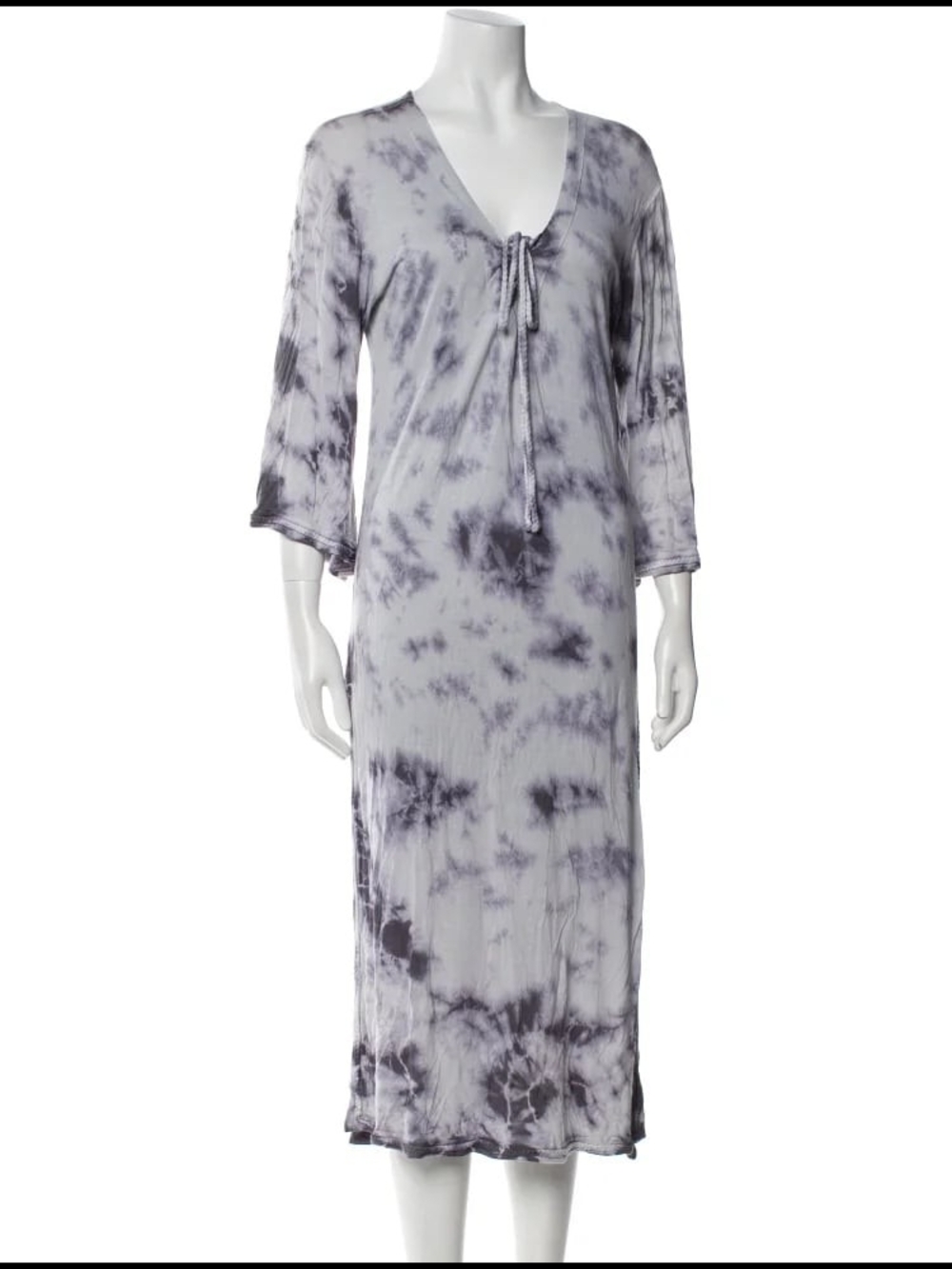 Letarte Gray and Deep bluish Purple Tie-Dye Midi Dress